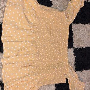Abercrombie & Fitch Yellow Polka Dot Smocked Crop Top